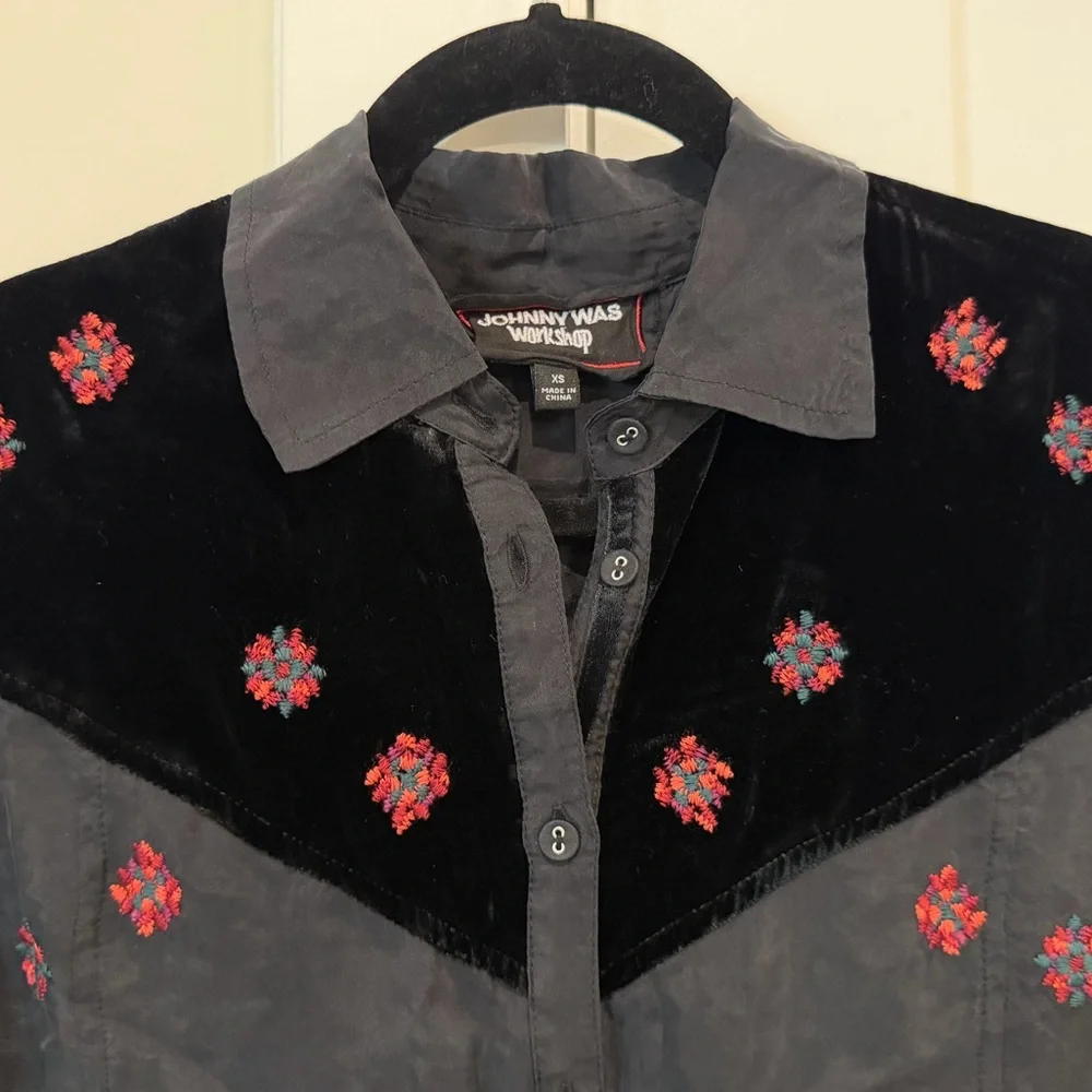 Johnny Was Maxine Western Steam Shirt Sz XS MSRP: $318 Bohemian Coastal Cowgirl